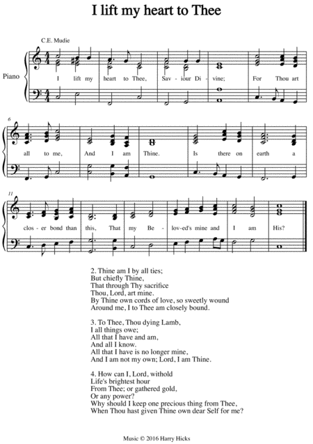 I lift my heart to Thee. A new tune to a wonderful old hymn.