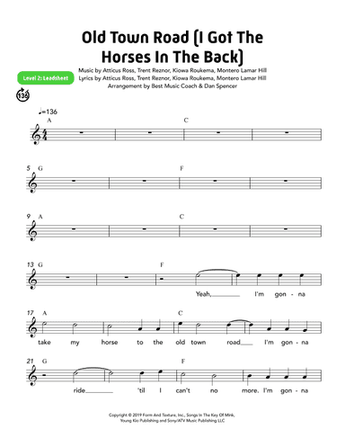 Old Town Road (i Got The Horses In The Back) (arr. Best Music Coach)