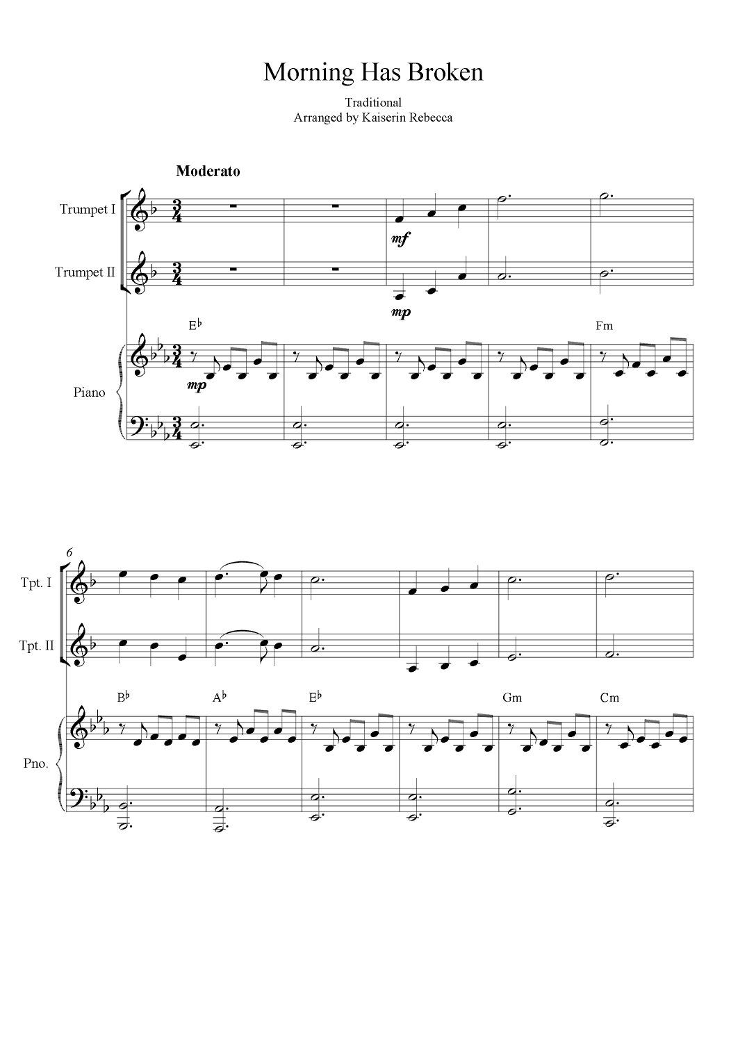 Morning Has Broken (arr. Kaiserin Rebecca)