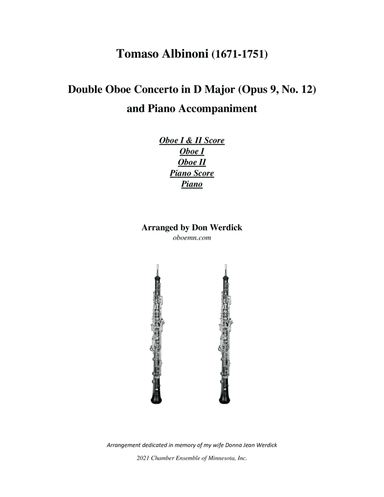 Double Oboe Concerto in D Major, Op. 9 No. 12 (arr. Don Werdick (1946 - ))