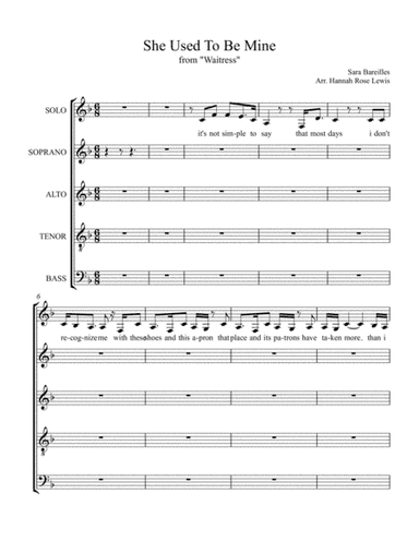 She Used To Be Mine from WAITRESS THE MUSICAL (arr. Hannah Rose Lewis)