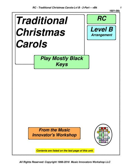 Traditional Christmas Carols on Black Keys - (Key Map Tablature) (arr. John M. Honeycutt)