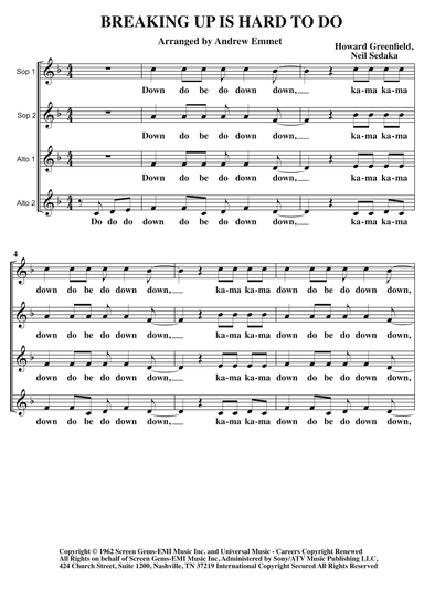 Breaking Up Is Hard To Do (arr. Andrew Emmet)