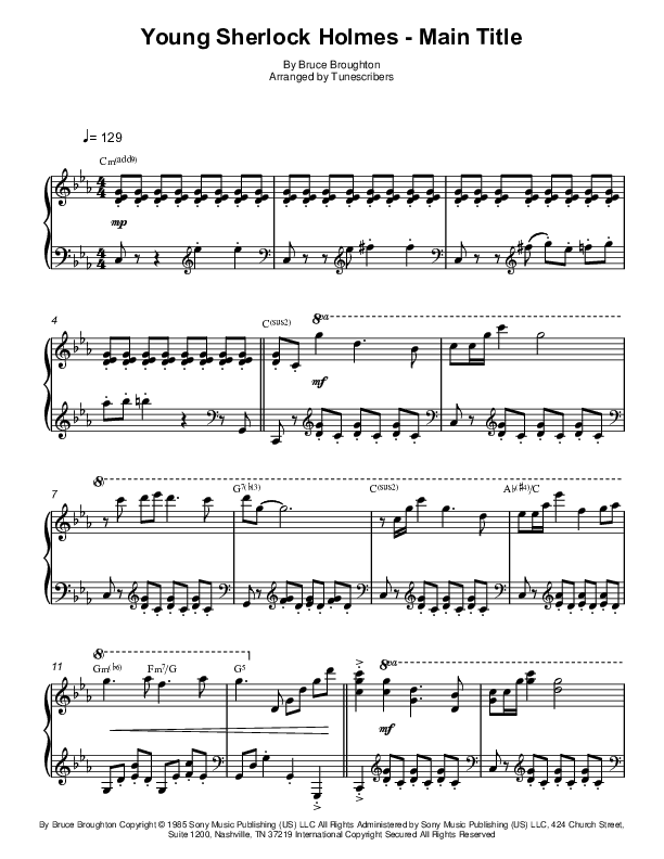 Young Sherlock Holmes - Main Title (arr. Tunescribers)