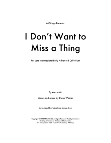 I Don't Want To Miss A Thing (arr. Caroline McCaskey)