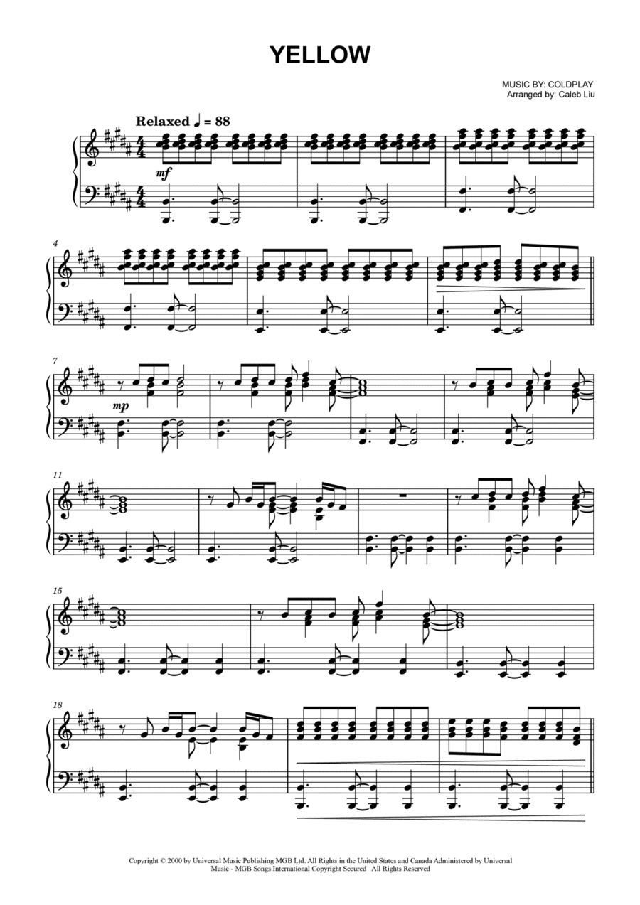 Yellow (arr. Caleb Liu)