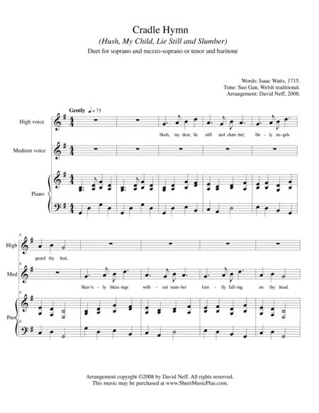 Cradle Hymn (Hush, my dear, lie still and slumber) (arr. David Neff)
