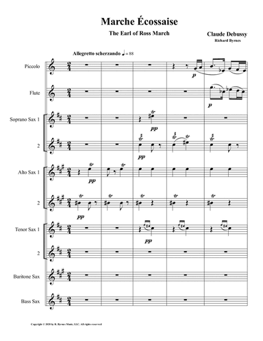 Marche Écossaise by Claude Debussy for Saxophone Octet + Flute & Piccolo (arr. Richard Byrnes)