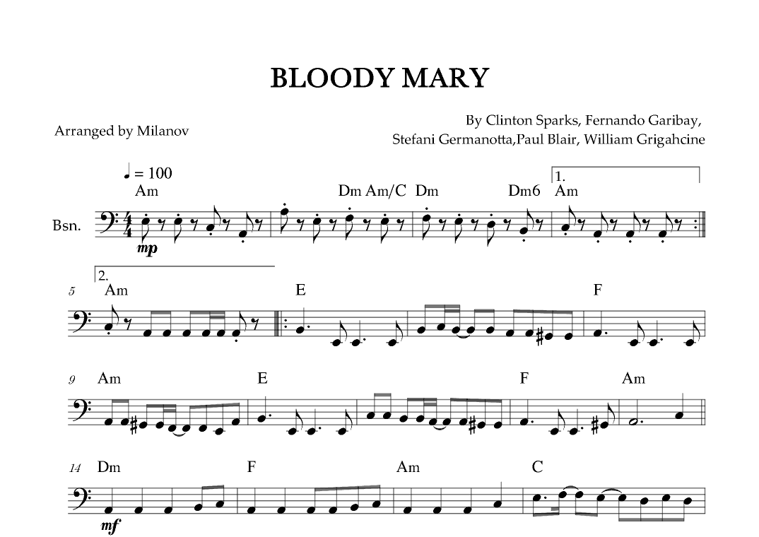 Bloody Mary (arr. Milanov)