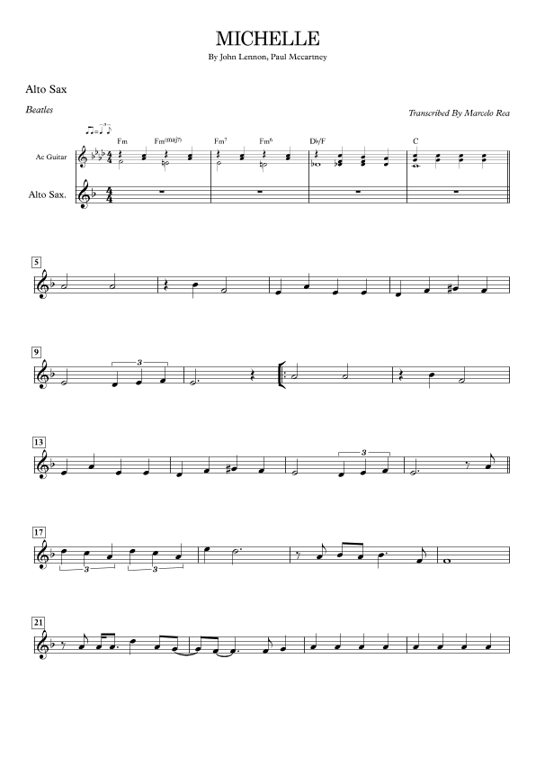 Michelle (arr. Transcribed By Marcelo Rea)