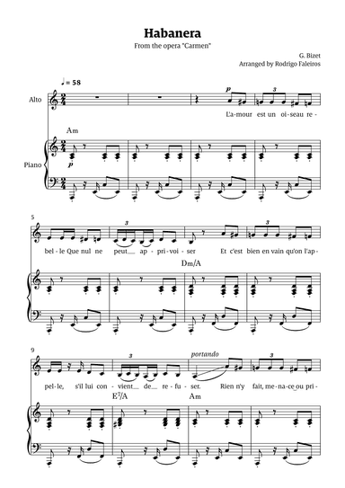 Habanera (for alto - A minor/major) (arr. Rodrigo Faleiros)