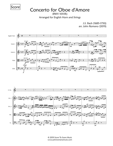 Bach - Concerto BWV 1055 (English Horn, Strings) (arr. John Romano)