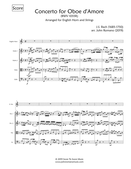 Bach - Concerto BWV 1055 (English Horn, Strings) (arr. John Romano)
