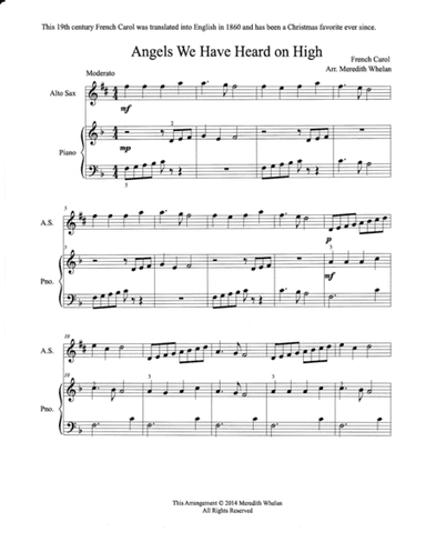 Christmas Duets for Alto Saxophone & Piano Vol. 2:  11 Traditional Carols (arr. Meredith Whelan)