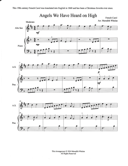 Christmas Duets for Alto Saxophone & Piano Vol. 2:  11 Traditional Carols (arr. Meredith Whelan)
