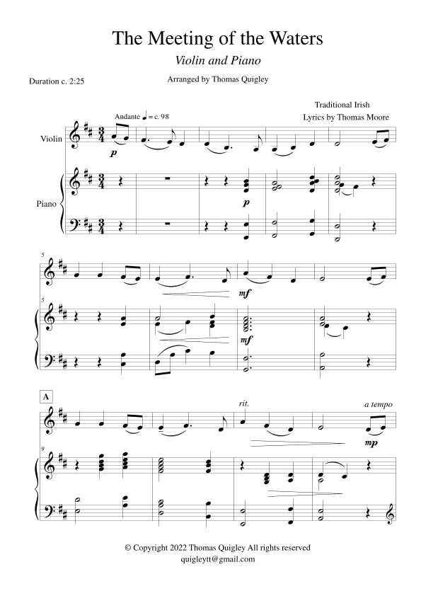 The Meeting of the Waters (arr. Thomas Quigley)