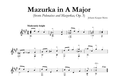 Mazurka in A Major (from Polonaises and Mazurkas, Op.3) (arr. Johann Kaspar Mertz)