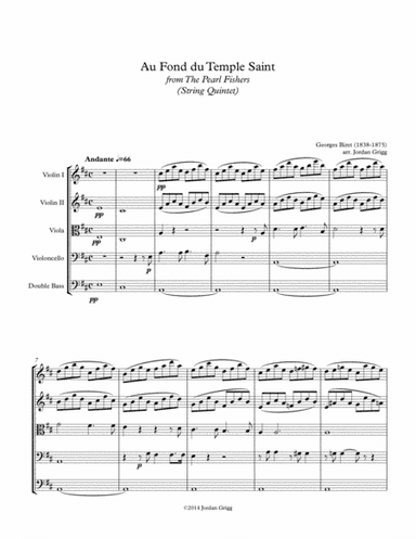 Au Fond du Temple Saint from the The Pearl Fishers (String Quintet) (arr. Jordan Grigg)