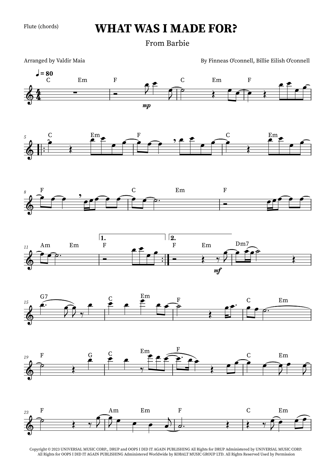 What Was I Made For? (arr. Valdir Maia)