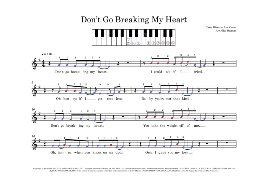 Don't Go Breaking My Heart (arr. Alice Bannan)