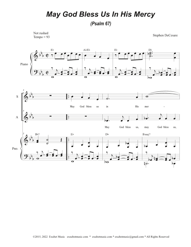 May God Bless Us In His Mercy (Psalm 67) (2-part choir - (SA)