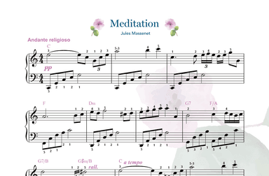 Meditation (from the opera Thaïs) arranged for Intermediate Piano with Guitar Chords (arr. Gaili Schoen for TheMusicRemedy.com)