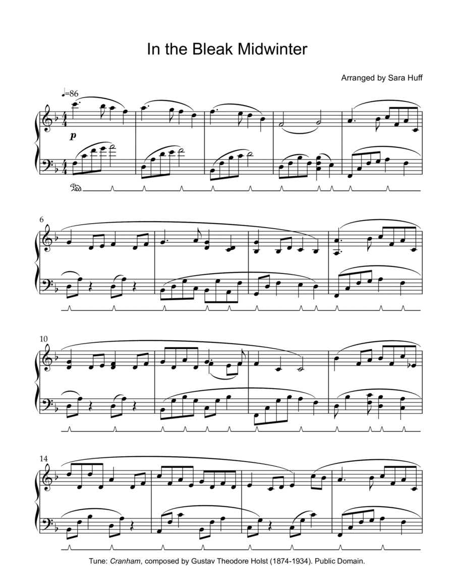 In the Bleak Midwinter (Cranham tune by Holst) (arr. Sara Huff)