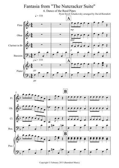 Dance of the Reed Pipes (Fantasia from Nutcracker) for Wind Quartet (arr. David Burndrett)
