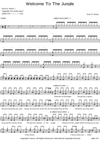Welcome To The Jungle (arr. COPYDRUM)