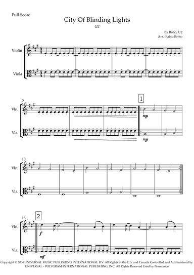 City Of Blinding Lights (arr. Fabio Britto)