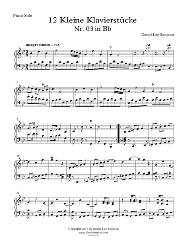 Kleine Klavierstücke Nr. 3 in Bb major for Piano solo
