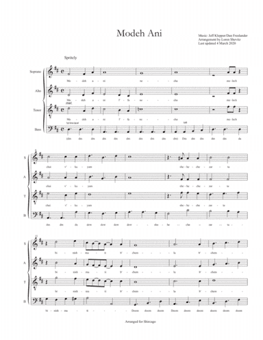 Modeh Ani (i Give Thanks) (arr. Loren Shevitz)