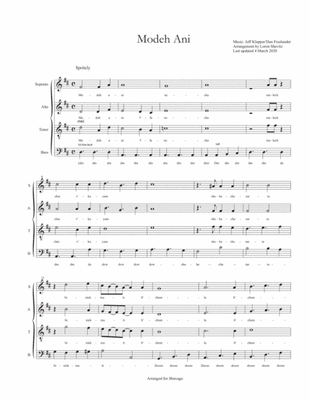 Modeh Ani (i Give Thanks) (arr. Loren Shevitz)