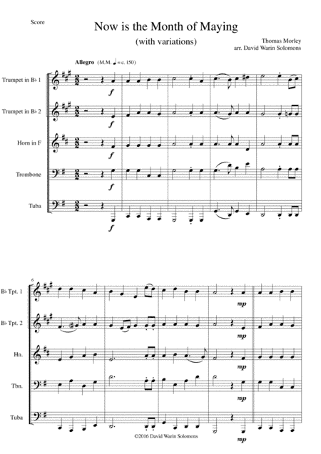 Now is the Month of Maying with variations for brass quintet (arr. David Warin Solomons)