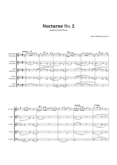 Nocturne by Chopin for Recorder Quintet (arr. Langanho)