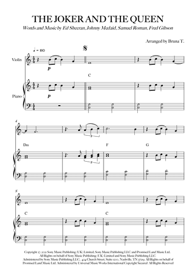 The Joker And The Queen (arr. Bruna T.)