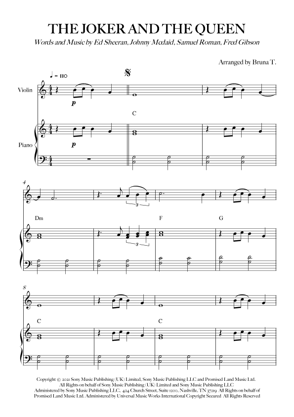 The Joker And The Queen (arr. Bruna T.)