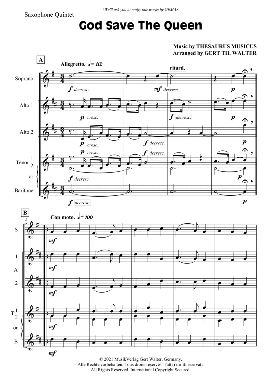 God Save The Queen (arr. Gert Th. Walter)