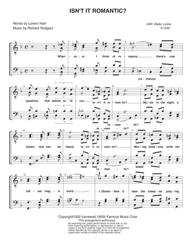 Isn't It Romantic? (arr. Walter Latzko)