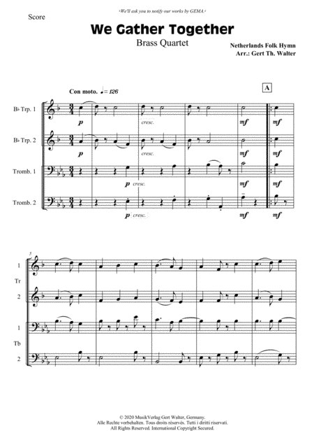 We Gather Together (arr. Gert Th. Walter)