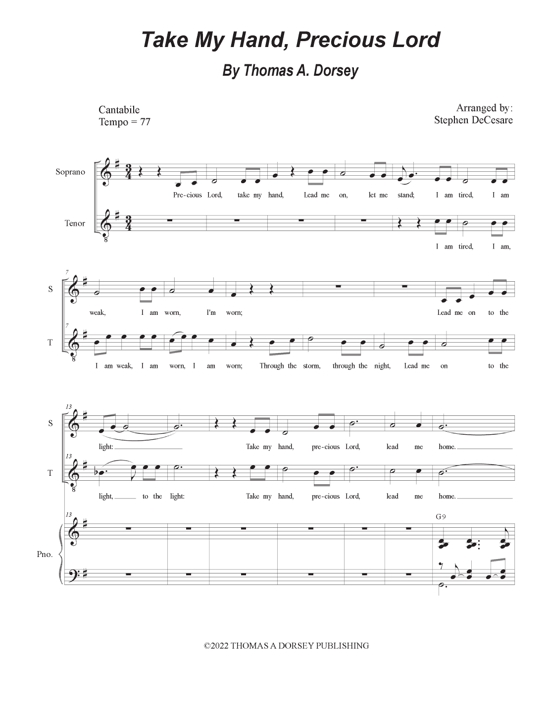 Take My Hand, Precious Lord (arr. Stephen DeCesare)