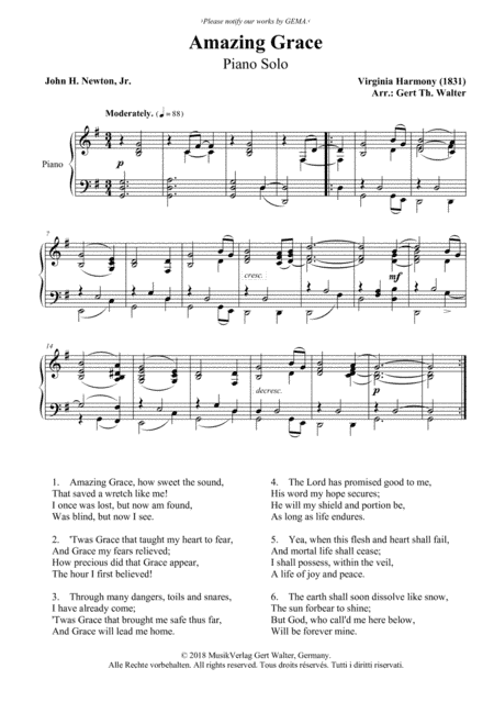 Amazing Grace (arr. Gert Th. Walter)