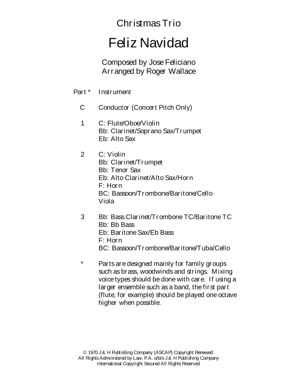 Feliz Navidad (arr. Roger Wallace)