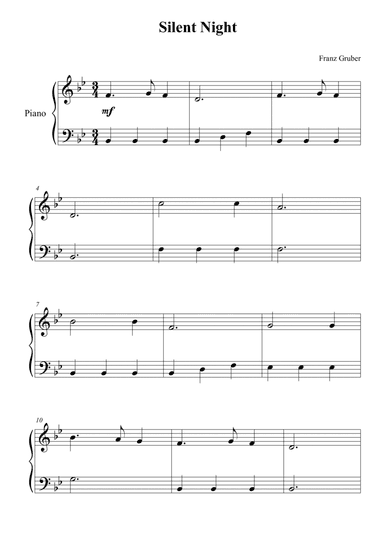 Silent Night for piano solo (arr. Passoni Music)