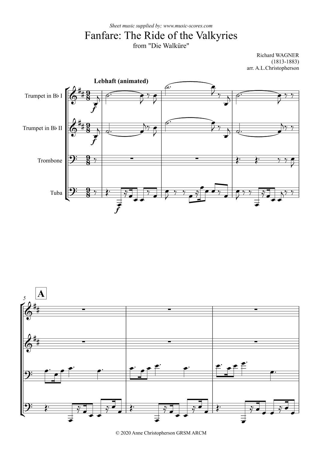 The ride of the Valkyries: Fanfare - Brass Quartet (arr. Anne Christopherson GRSM ARCM)