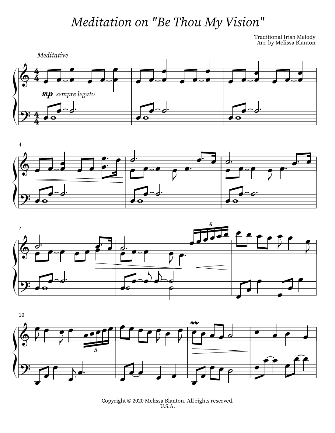 Meditation on "Be Thou My Vision" (arr. Melissa Blanton)