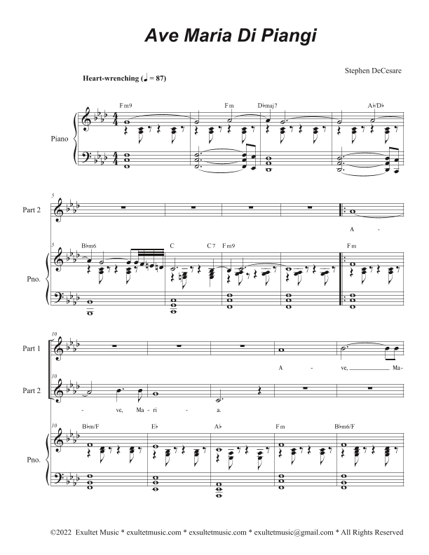 Ave Maria Di Piangi (2-part choir)