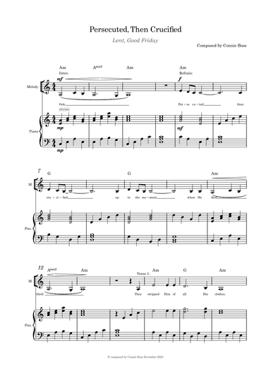 Persecuted Then Crucified solo (low alto or tenor range) and piano