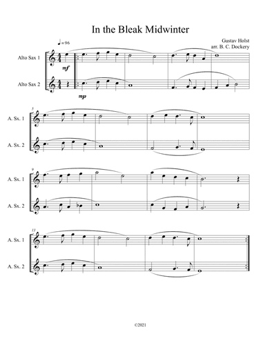 In the Bleak Midwinter (Alto Sax Duet) (arr. B. C. Dockery)