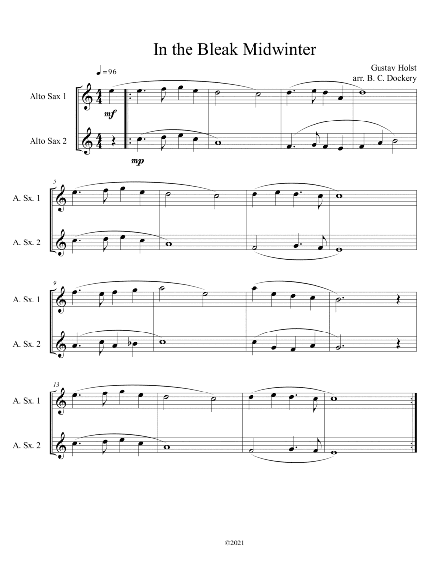 In the Bleak Midwinter (Alto Sax Duet) (arr. B. C. Dockery)